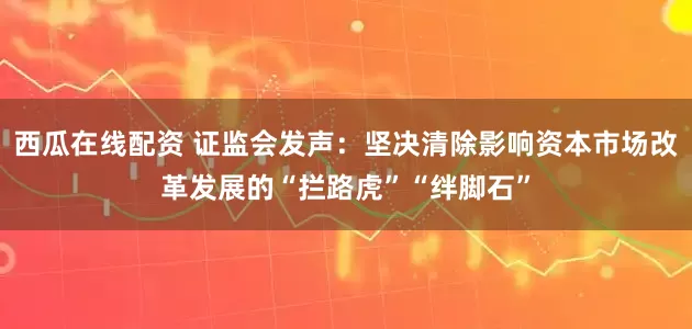 西瓜在线配资 证监会发声：坚决清除影响资本市场改革发展的“拦路虎”“绊脚石”